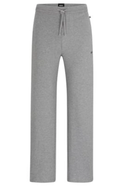 Shop Hugo Boss Pajama Bottoms With Embroidered Logo In Grey