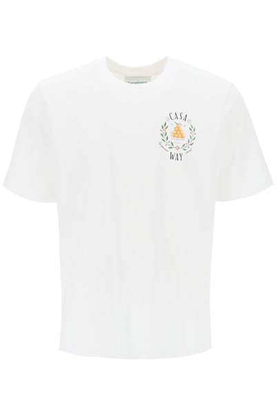 Shop Casablanca Casa Way Crew-neck T-shirt In White