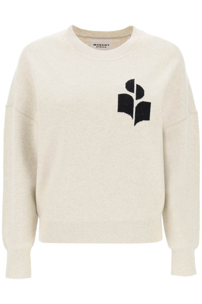 Shop Isabel Marant Étoile Isabel Marant Etoile Atlee Sweater With Logo Intarsia In Beige