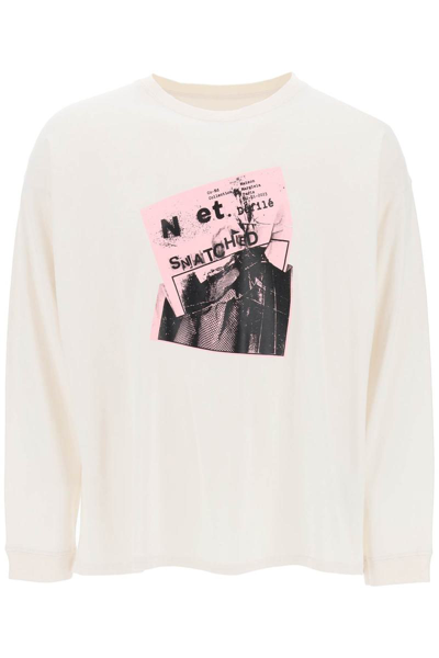 Shop Maison Margiela Long-sleeved T-shirt With Print In White