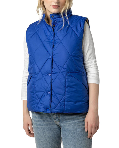Shop Lilla P Reversible Snap Front Vest In Blue