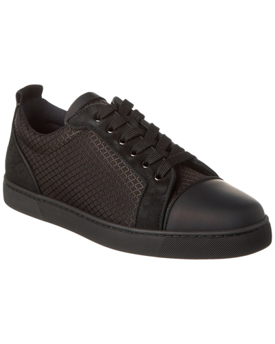 Shop Christian Louboutin Louis Junior Orlato Canvas & Suede Sneaker In Black