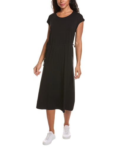 Shop Eileen Fisher Jewel Neck Midi Dress In Black
