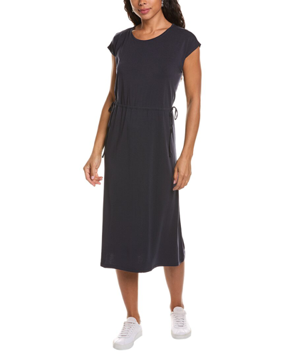 Shop Eileen Fisher Jewel Neck Midi Dress In Navy