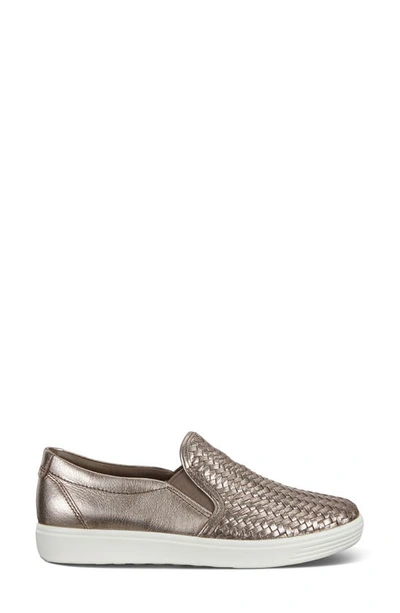 Shop Ecco Soft 7 Slip-on Sneaker In Stone Metallic Leather