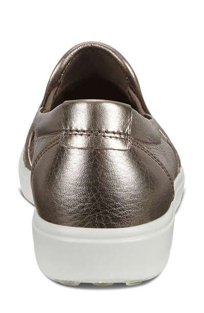 Shop Ecco Soft 7 Slip-on Sneaker In Stone Metallic Leather