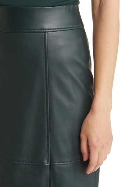 Hugo Boss Setora Leather Pencil Skirt In Court Green