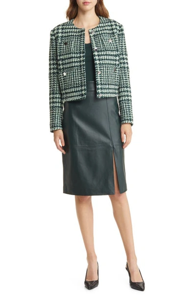 Hugo Boss Setora Leather Pencil Skirt In Court Green