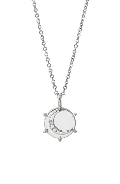 Shop Ajoa Kindred Spirit Moon Necklace In Rhodium