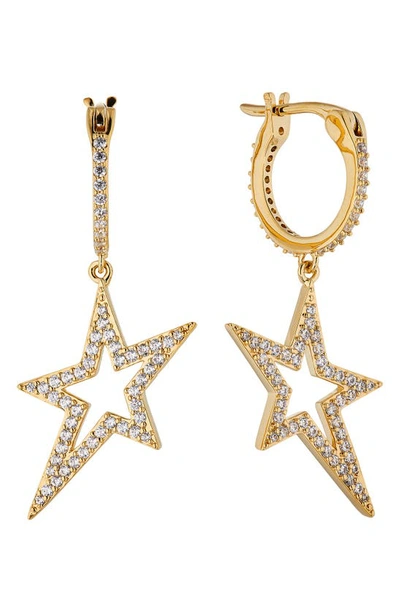Shop Ajoa Sparklers Star Cz Huggie Hoop Earrings In Gold