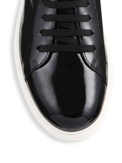 Shop Ferragamo Newport Patent Leather Low Top Sneaker In Nero