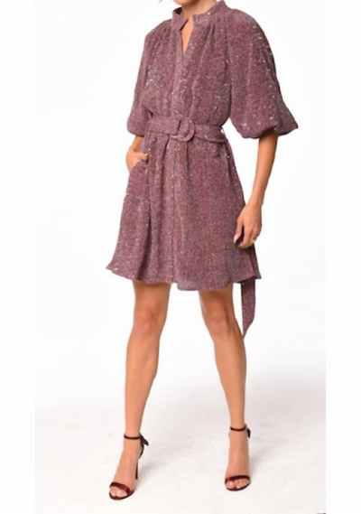 Shop Ciebon Aniston Sequin Belted Dress In Metallic Pink In Multi