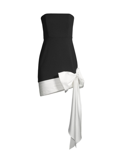 Shop Liv Foster Women's Strapless Bow Minidress In Black Ivory