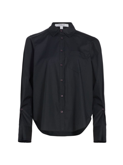 Shop Derek Lam 10 Crosby Women's Boxy High-low Cotton Shirt In Black