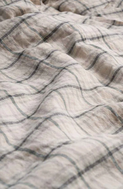 Shop Piglet In Bed Check Linen Fitted Sheet In Natural Check