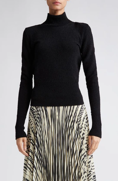 Shop Proenza Schouler Textured Open Back Turtleneck Sweater In Black