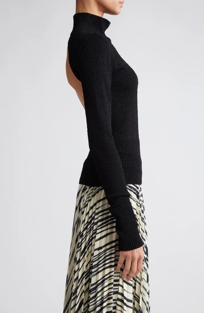 Shop Proenza Schouler Textured Open Back Turtleneck Sweater In Black