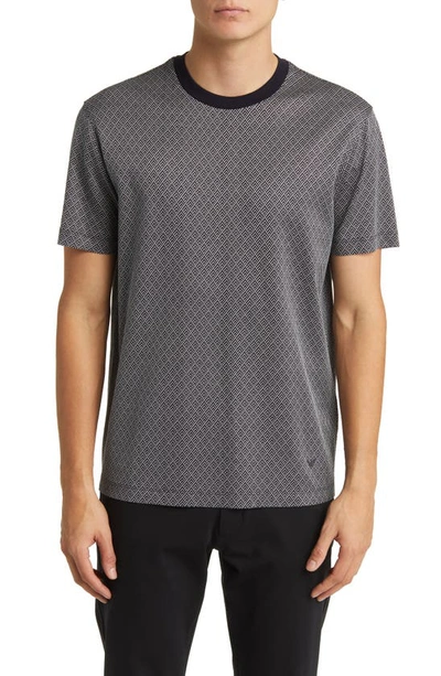 Shop Emporio Armani Geo Print Lyocell Blend T-shirt In Solid Blue Navy