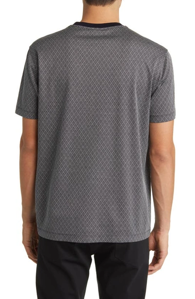 Shop Emporio Armani Geo Print Lyocell Blend T-shirt In Solid Blue Navy