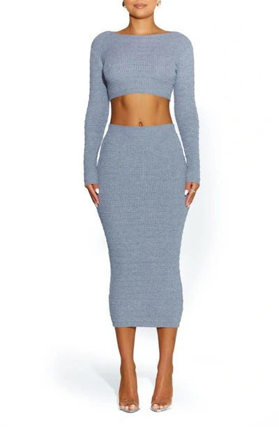 Shop Naked Wardrobe Rib Midi Sweater Skirt In Grey