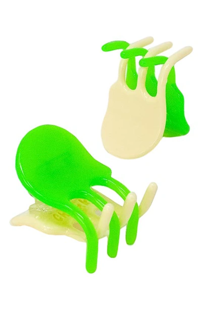 Shop Chunks Jester Mini Two-tone Claw Clip In Neon Green And Nude