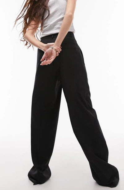 Topshop Asymmetric Wrap Front Pants In Black