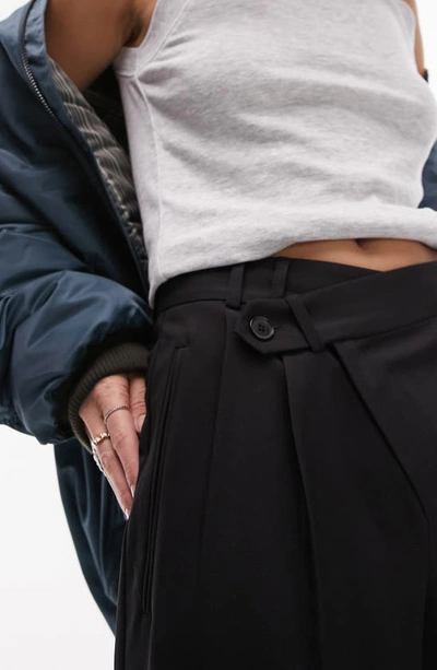 Topshop Asymmetric Wrap Front Pants In Black