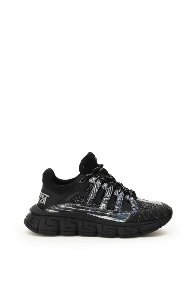 Shop Versace Trigreca Sneakers In Silver,black
