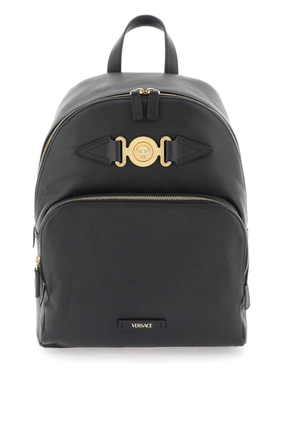 Shop Versace Medusa Biggie Backpack In Black,gold