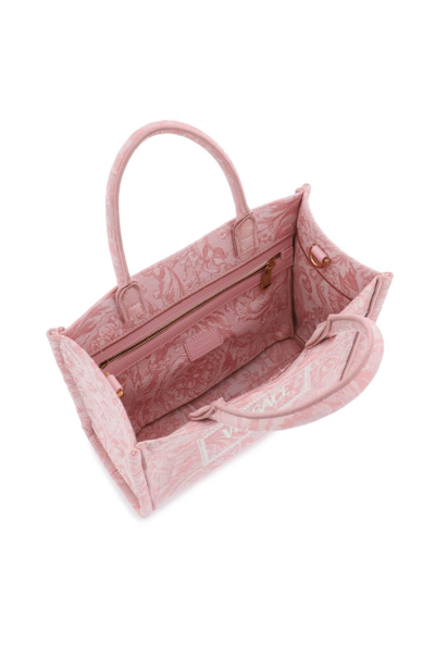 Shop Versace Athena Barocco Small Tote Bag In Pink