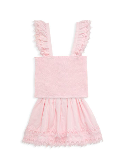 Shop Little Peixoto Little Girl's & Girl's Mariel Wavy Stripe Crop Top & Skirt Set In Pink Pastel