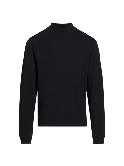 Shop Frame Men's Merino Wool Mock Turtleneck Sweater In Black