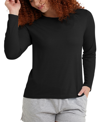 Shop Hanes Women's Originals Triblend Long Sleeve Classic T-shirt In Black
