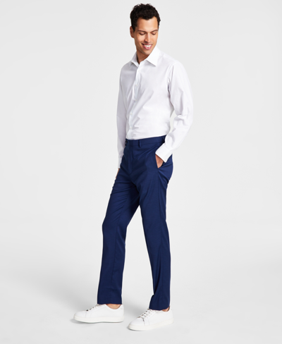 Shop Dkny Men's Modern-fit Stretch Suit Separate Pants In Navy Dot