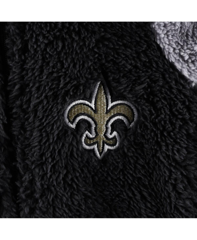 Outerstuff Newborn And Infant Boys And Girls Black, Gray New Orleans Saints Game Nap Teddy Fleece Bunting Full- In Black,gray