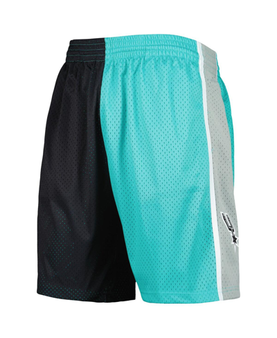 Mitchell & Ness Men's  Teal, Black San Antonio Spurs Hardwood Classics 1998 Split Swingman Shorts In Teal,black