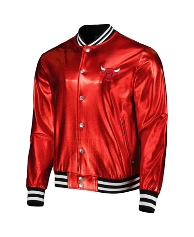 Shop The Wild Collective Men's And Women's  Red Chicago Bulls Metallic Full-snap Bomber Jacket