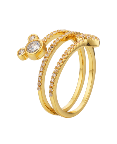 Shop Disney Cubic Zirconia Mickey Mouse And Heart Spiral Ring In Gold