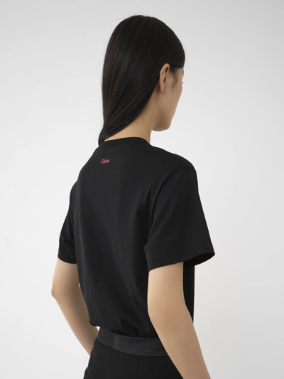 Shop Chloé T-shirt Ricamata In Black