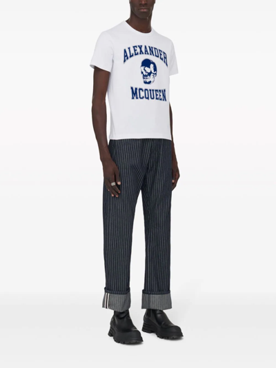 Shop Alexander Mcqueen Varsity T-shirt In Bianco In White