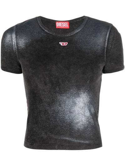 Shop Diesel T-ele-n1 Glittered T-shirt In Grey