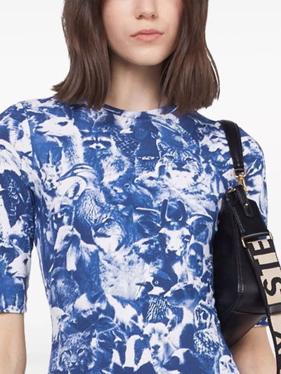 Stella Mccartney Mini Abito Con Stampa Di Animali Della Foresta In Blue