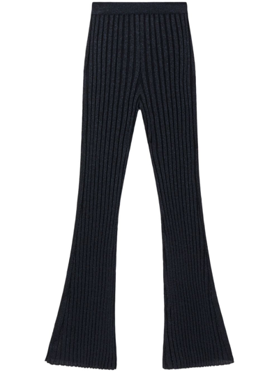 Shop Stella Mccartney Pantaloni In Lurex A Coste In Blue