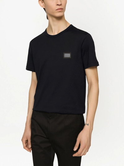Shop Dolce & Gabbana T-shirt Con Placca Logata In Black