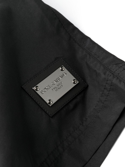 Shop Dolce & Gabbana Boxer Da Mare Medio Con Placchetta Logata In Black