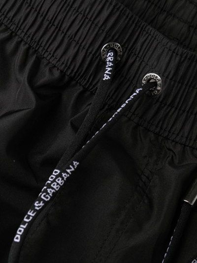 Shop Dolce & Gabbana Boxer Da Mare Corto Con Placca Logata In Black