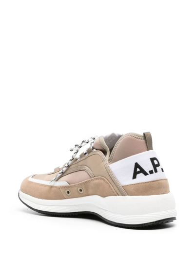 Shop Apc Run Around Sneakers In Beige
