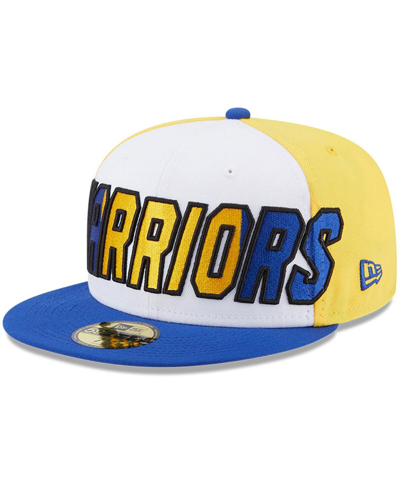 Shop New Era Men's  White, Royal Golden State Warriors Back Half 9fifty Fitted Hat In White,royal