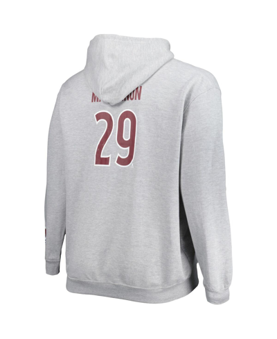 Profile Men's Nathan Mackinnon Heather Gray Colorado Avalanche Big And Tall Player Lace-up Pullover Hoodie In Heather Gray