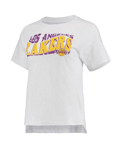 Concepts Sport Women's  Charcoal, White Los Angeles Lakers Resurgence Slub Burnout Raglan T-shirt And In Charcoal,white